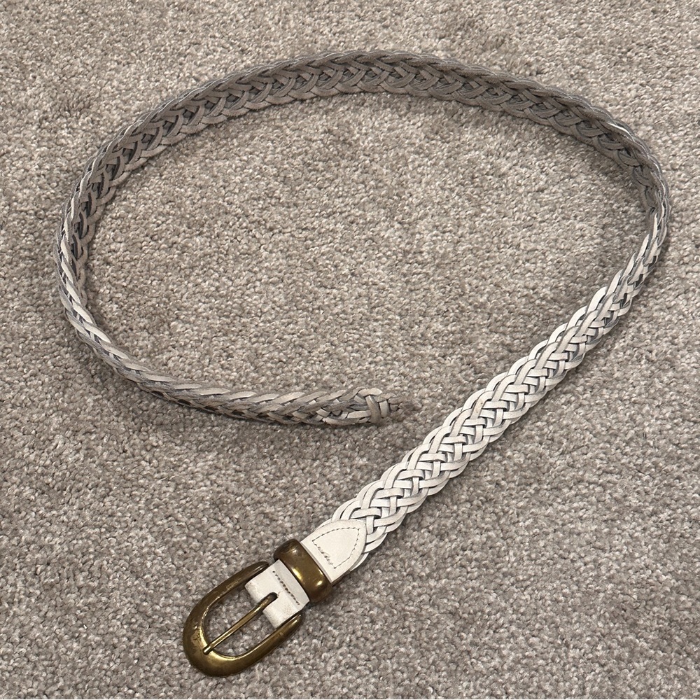Capezio White Vintage Braided Woven Genuine Leather Belt Size M/L